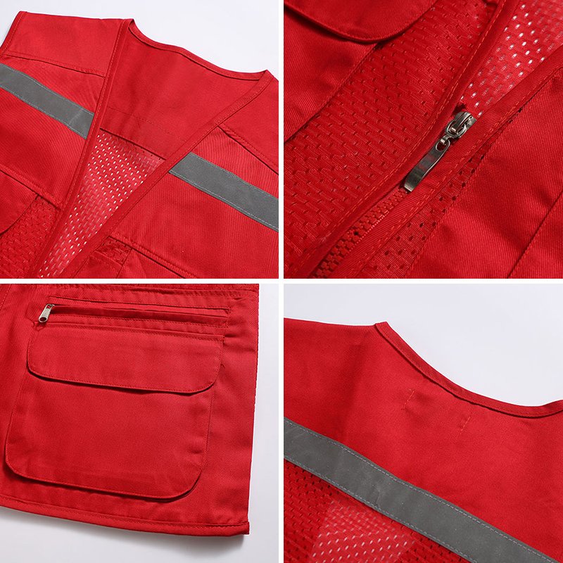Hunting Vests Summer Outdoor Travel Style Dark Maroon Canvas Personalized Logo Multi Pockets Fishing Waistcoat Vest For Men OEM