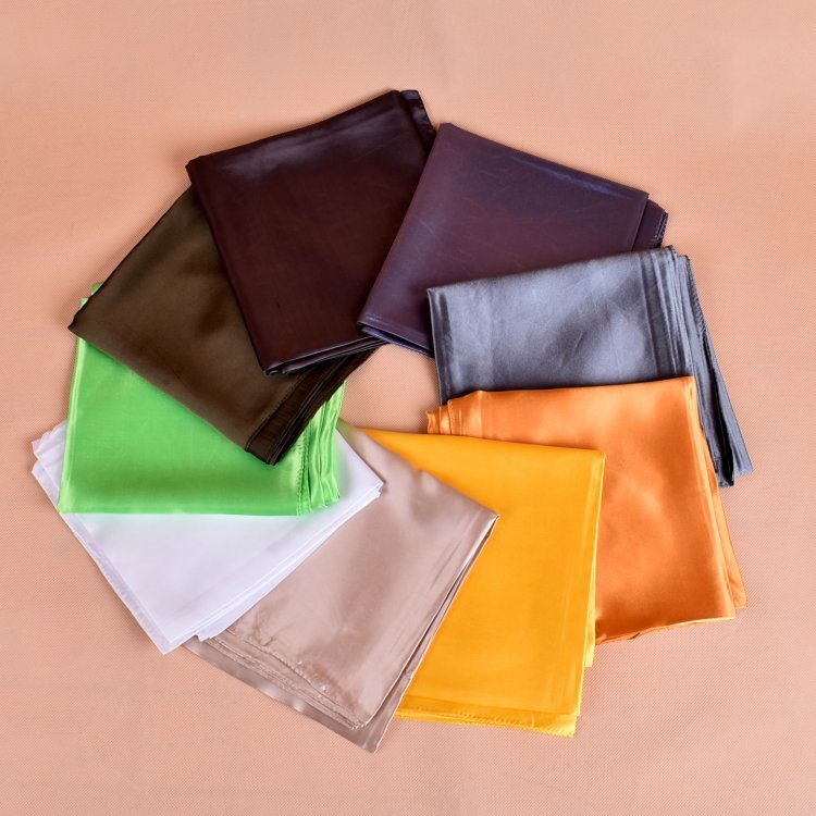 Custom Luxury Design Solid Color Hair Scarfs Square 90*90cm Black Woman Silk Satin Scarf