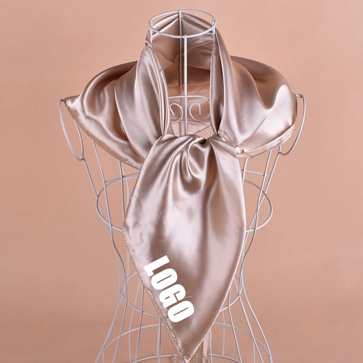Custom Luxury Design Solid Color Hair Scarfs Square 90*90cm Black Woman Silk Satin Scarf