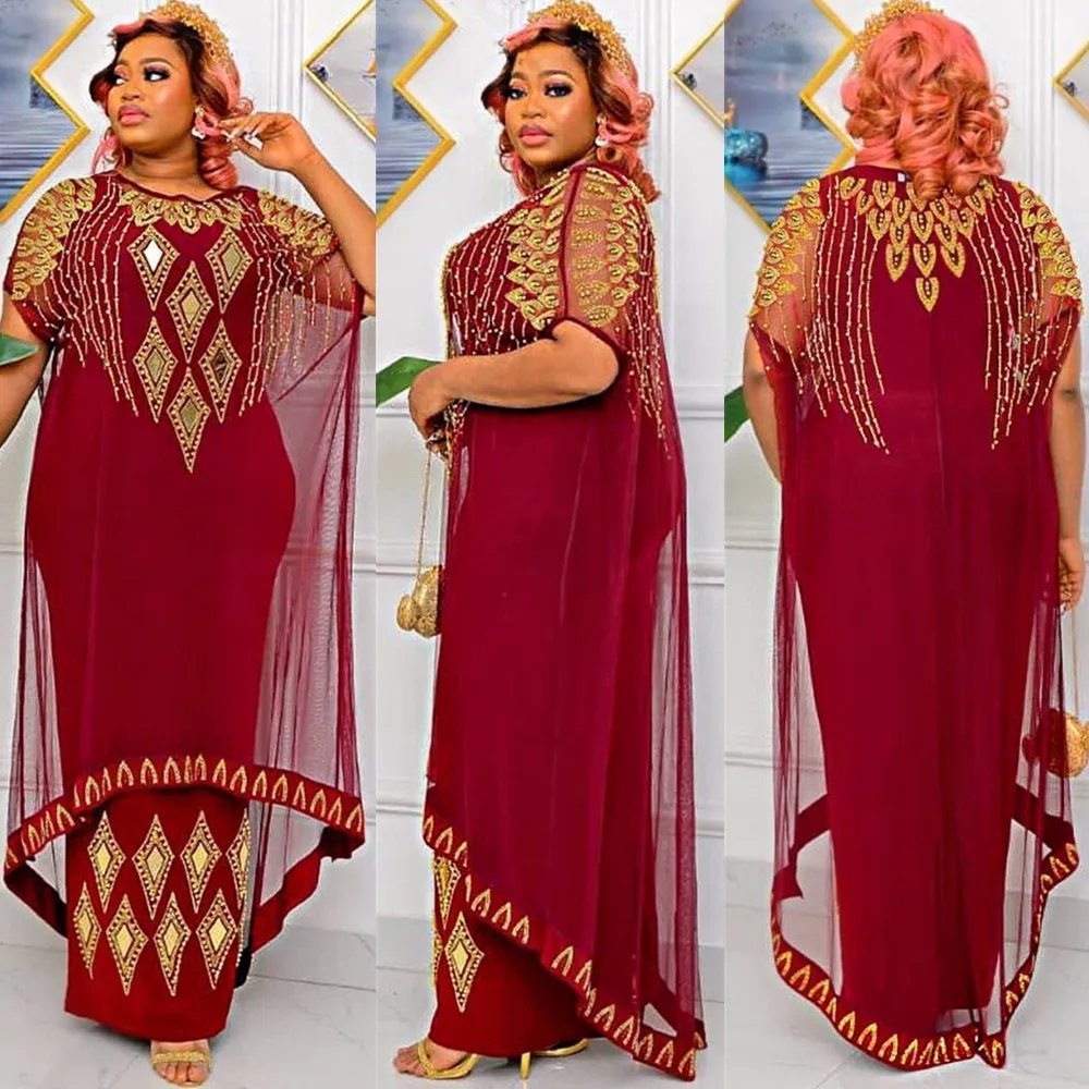 African Dresses Africa Clothes Dashiki Ankara Summer Sequin Outfit Gown Long Maxi Dress Muslim Wedding Party for Women Plus Size