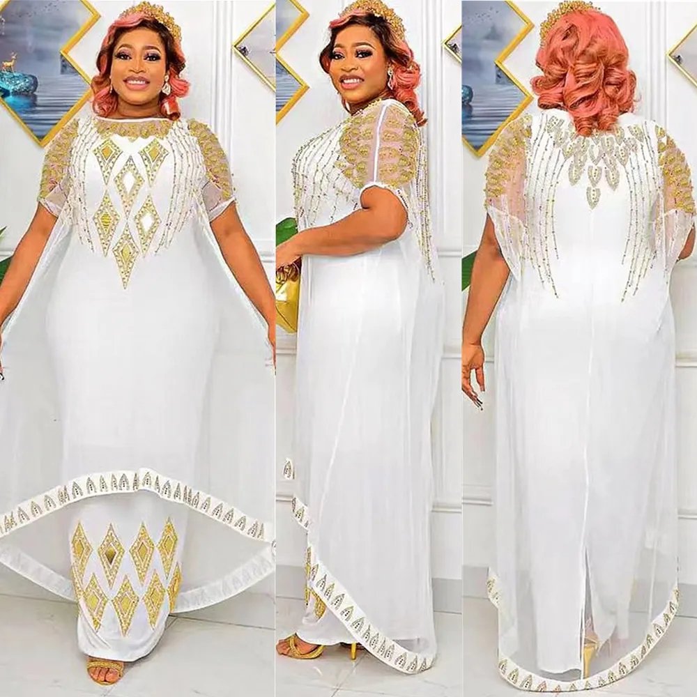 African Dresses Africa Clothes Dashiki Ankara Summer Sequin Outfit Gown Long Maxi Dress Muslim Wedding Party for Women Plus Size