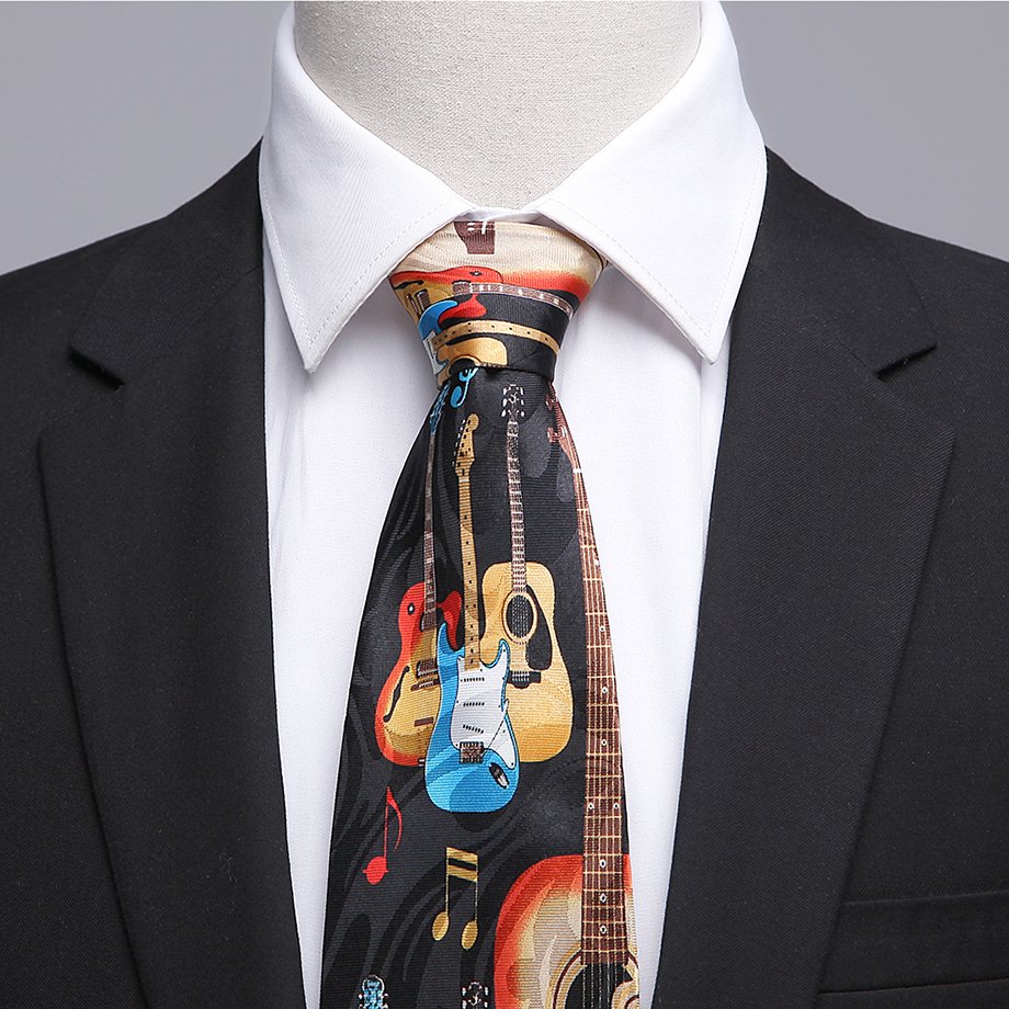wholesale suppliers New Designer Men Boys Musical Notes guitar Printed Necktie Super Fun Theme Ties