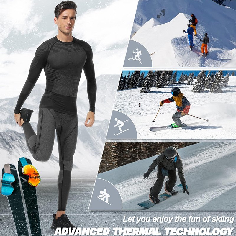 2024 Winter New Arrivals Seamless top quality keep warm and fast dry fabric skiing snow underwear set thermal underwear for men
