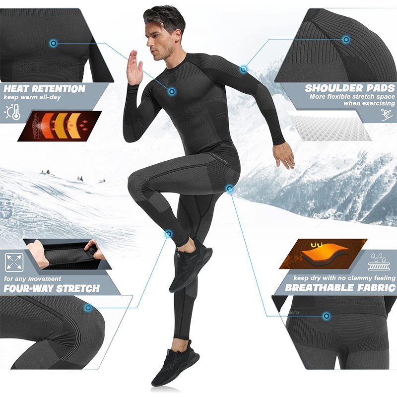2024 Winter New Arrivals Seamless top quality keep warm and fast dry fabric skiing snow underwear set thermal underwear for men