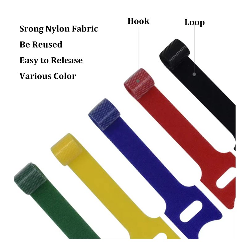 12x150mm Self-Adhesive Nylon Ties Cable Binders with Heat Resistance Thin Hook and Loop Strap with Self Gripping Feature