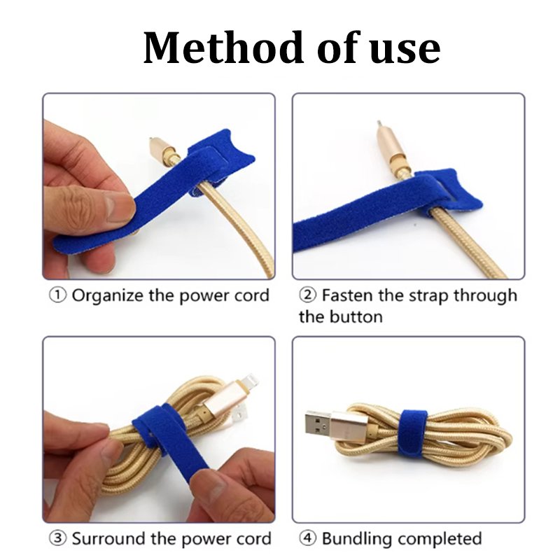 12x150mm Self-Adhesive Nylon Ties Cable Binders with Heat Resistance Thin Hook and Loop Strap with Self Gripping Feature
