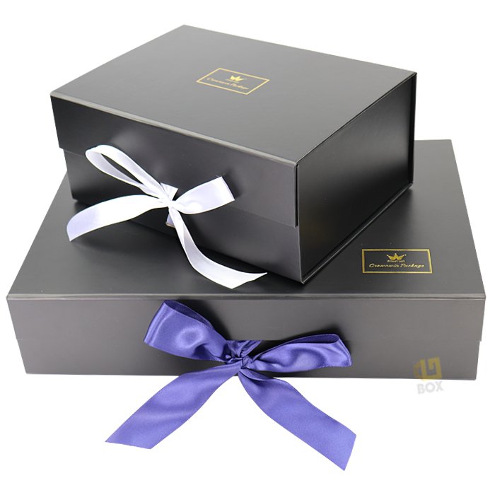 OEM & ODM Custom Black & Gold Candle Boxes Corrugated Board Travel Gift & Hat Box Packaging Ribbon Stamping Printing Handling