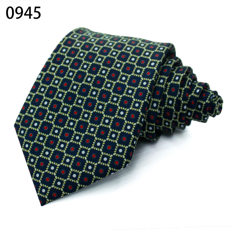 New Personalized printed hand tie spot business polyester silk high-grade diamond check men's tie fashion gifts