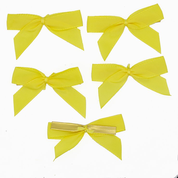 Double Face Elastic Pre-Tied Grosgrain Ribbon Bow with Twist Band for Packaging and Bottle Decoration