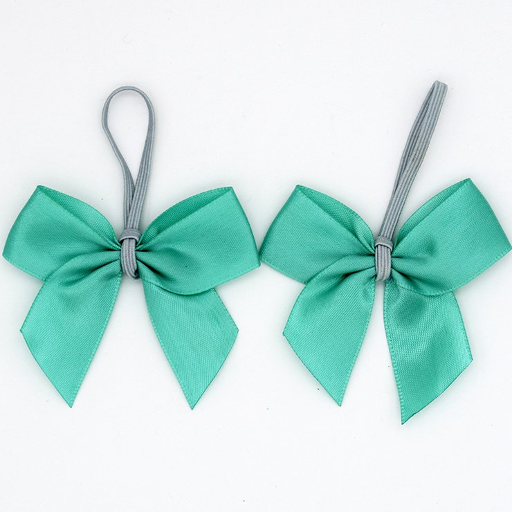Double Face Elastic Pre-Tied Grosgrain Ribbon Bow with Twist Band for Packaging and Bottle Decoration