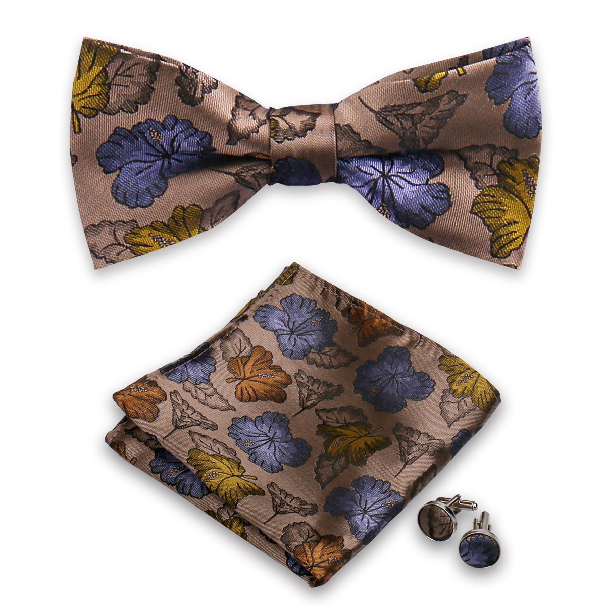 New Paisley Bow Tie for men Wedding Bowtie Handkerchief Cufflink Set With Bow tie Box Customized