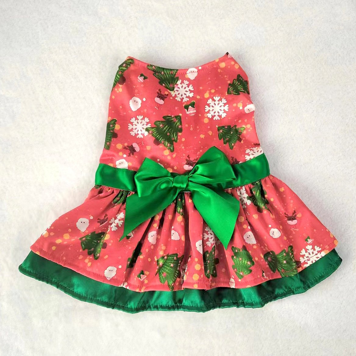 Wholesale Custom Pet Dog Clothes 2024 New Medium Small Double Bow Tie Christmas Pet Cat Dog Christmas Clothes Dress Skirt