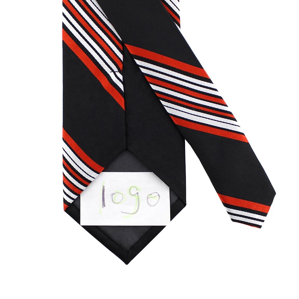 China Wholesale High Quality Necktie Black Red White Stripes Mens Ties Heart Torch 100% Silk Woven Custom Striped Logo Silk Tie