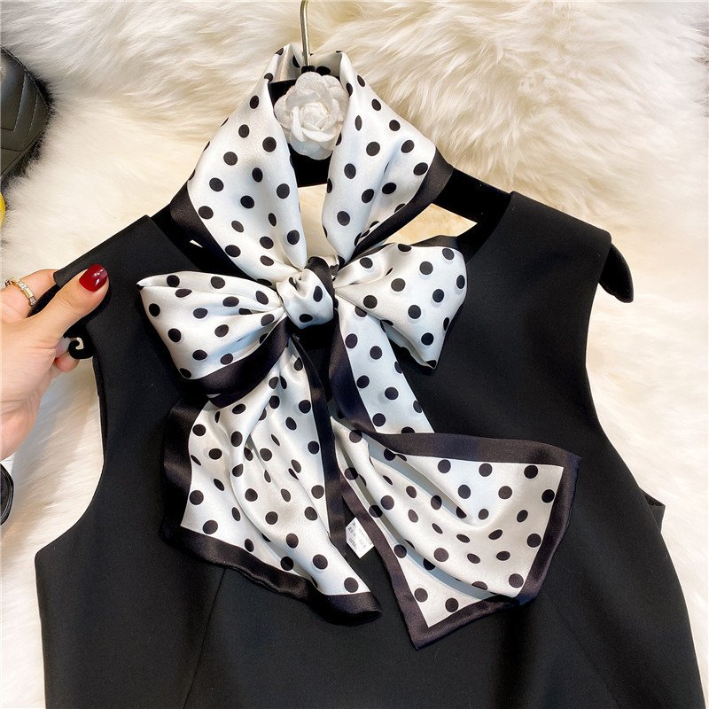 2024 New 100% Real Silk Neck Tie Scarf For Ladies 150*15cm Double-Layer Pure Silk Narrow Ribbon Flower Head Wear Scarf Headbands