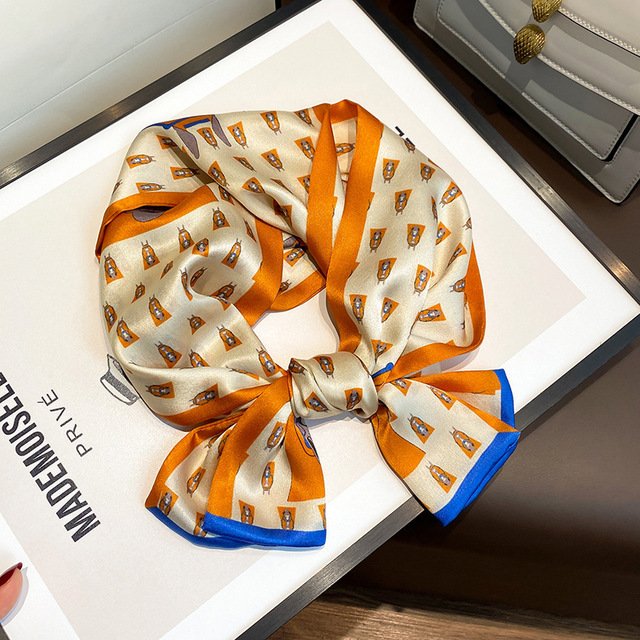 2024 New 100% Real Silk Neck Tie Scarf For Ladies 150*15cm Double-Layer Pure Silk Narrow Ribbon Flower Head Wear Scarf Headbands