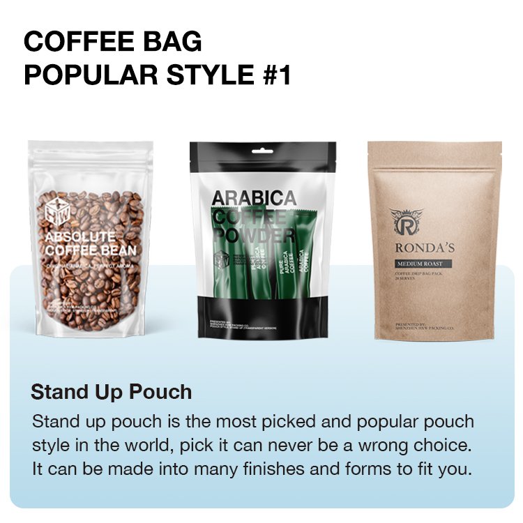 Laminated Flat Bottom Zipper Coffee Powder Bag Aluminum Foil Plastic Flour Tea Milk Coffee Powder Bags With Valve