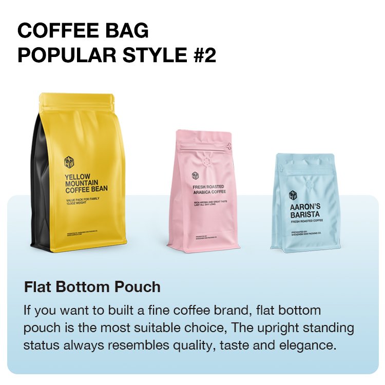 Laminated Flat Bottom Zipper Coffee Powder Bag Aluminum Foil Plastic Flour Tea Milk Coffee Powder Bags With Valve