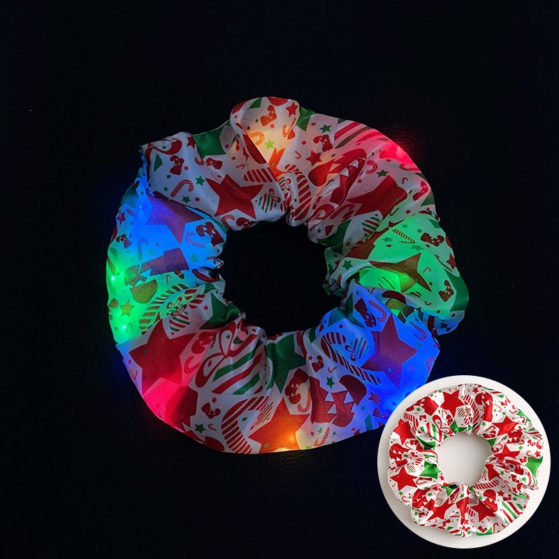 LED Light Hair Scrunchies Satin Elastic Bands Light Soft Cute Silk Scrunchy Hair Accessories for Women Girls