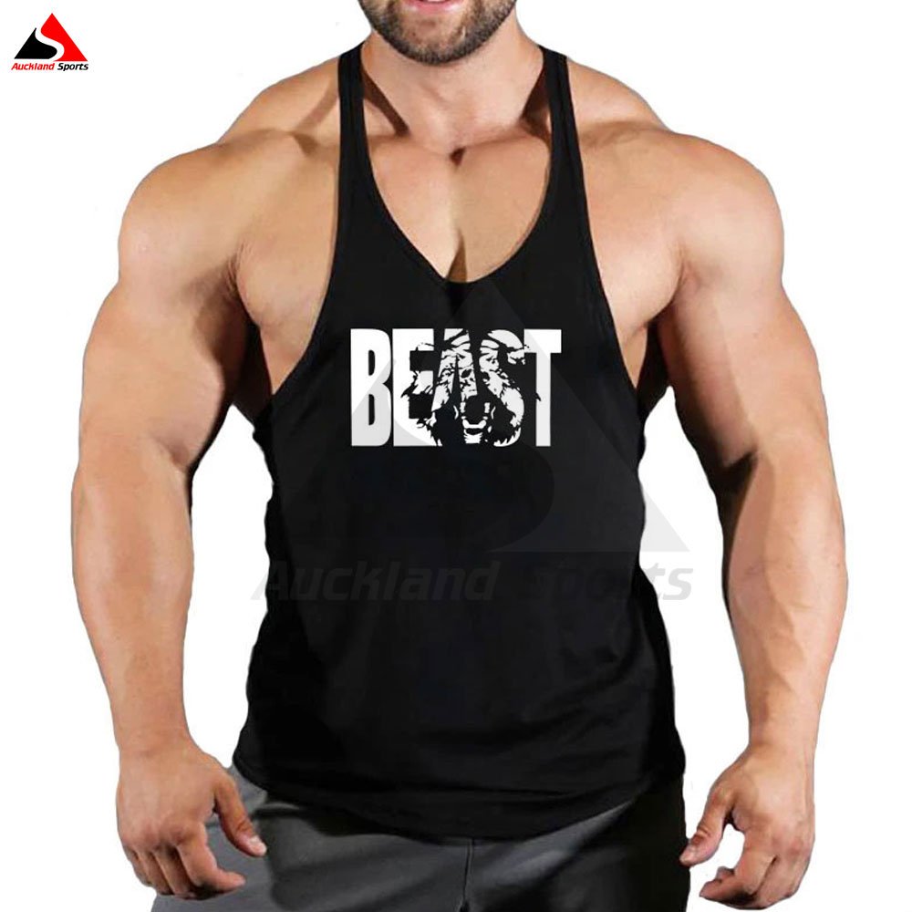 Custom Men's Singlet Beast Print Gym Shirt Man Breathable Sleeveless Stringer Beast Casual Wear T-shirts Men Singlet