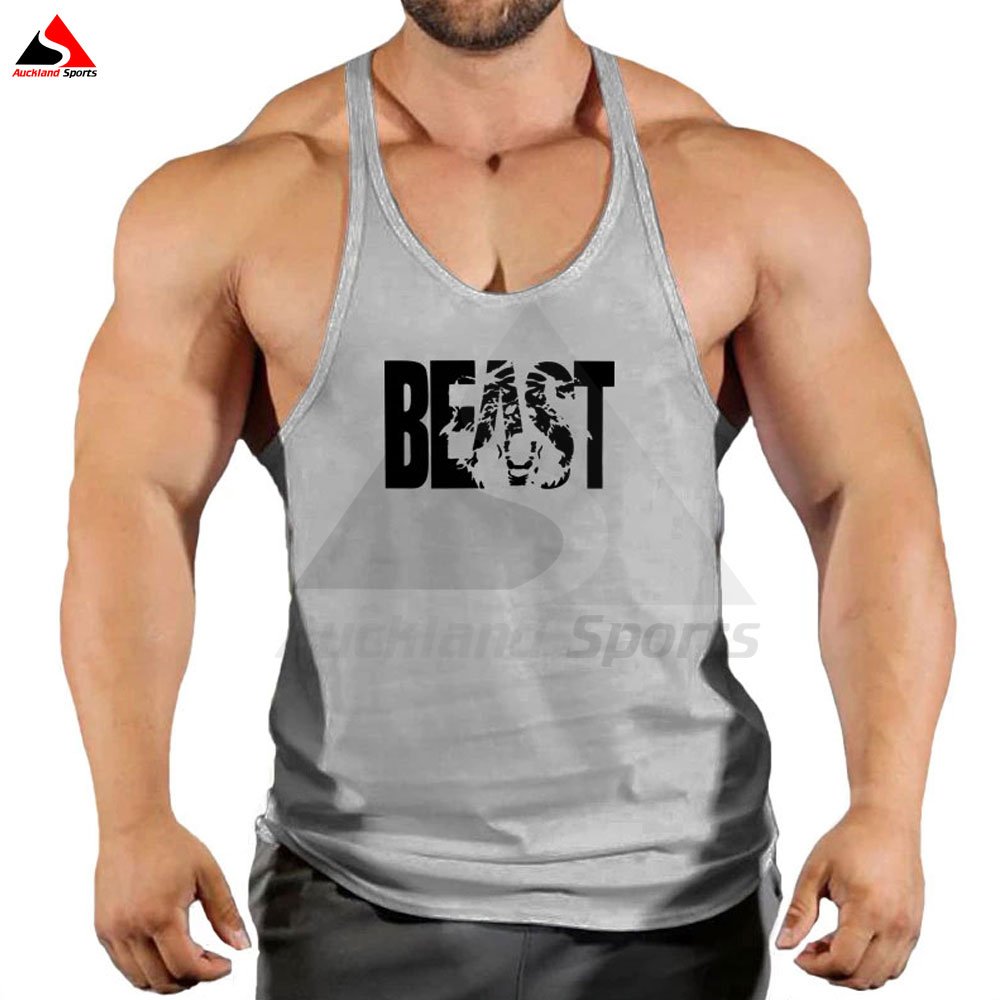 Custom Men's Singlet Beast Print Gym Shirt Man Breathable Sleeveless Stringer Beast Casual Wear T-shirts Men Singlet