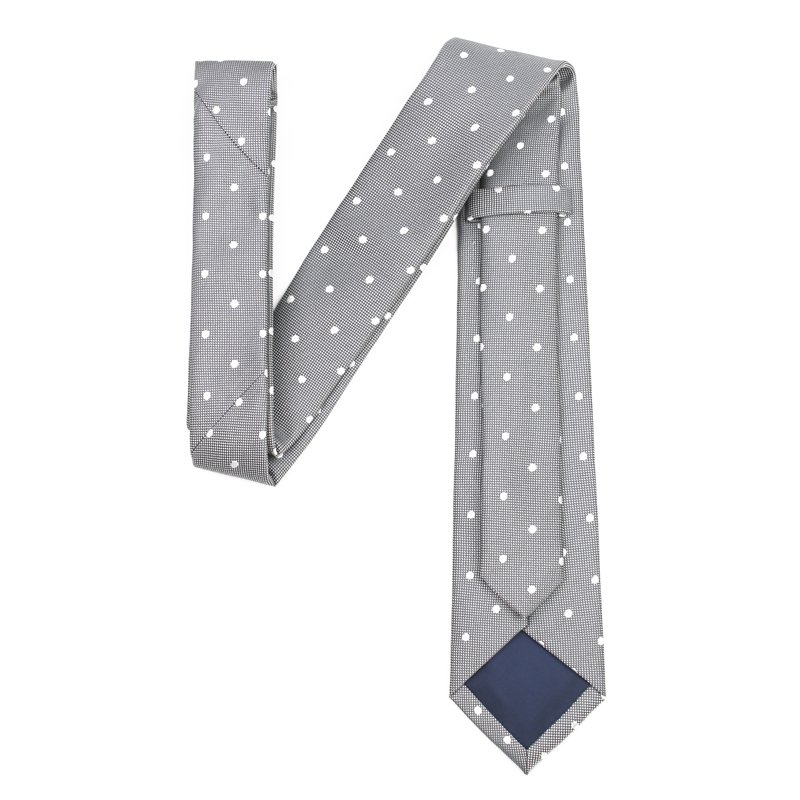 Grey quality solid Narrow neckwear polka dot mens skinny slim business necktie