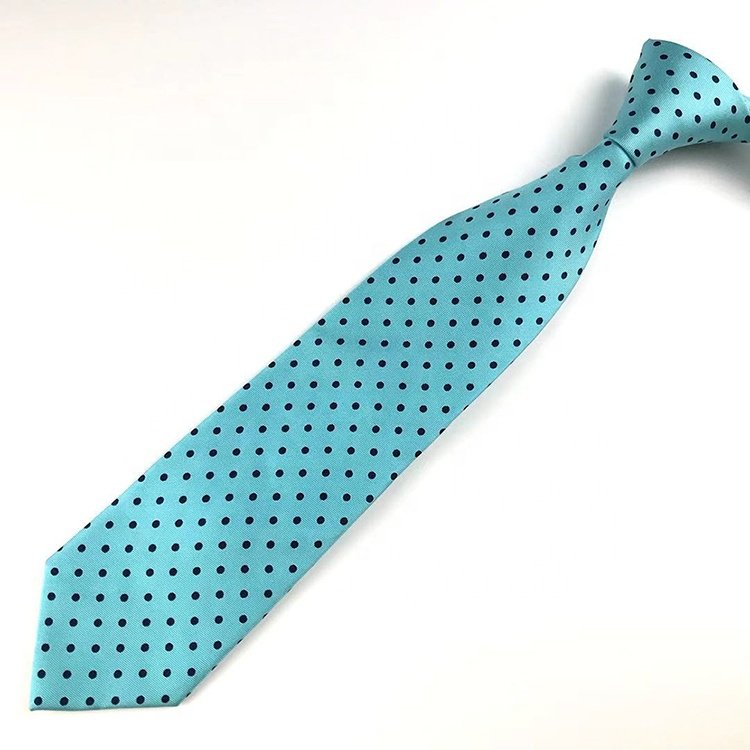 Hai Bei printing series china wholesale silk ties turquoise with black dot 100% silk Printed tie