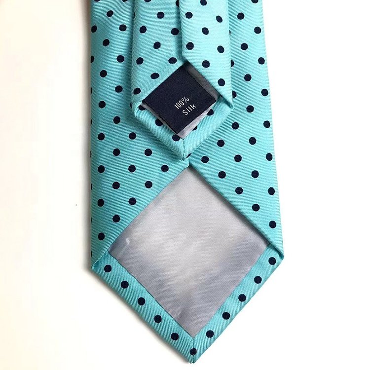 Hai Bei printing series china wholesale silk ties turquoise with black dot 100% silk Printed tie
