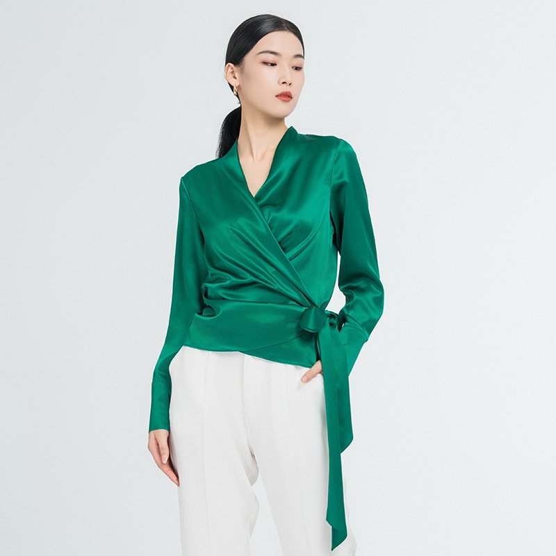 22 Momme Silk Shirt for Women Elegant Lady Long Sleeve Mulberry Silk Blouse 100% Real Mulberry Silk Shirt Blouse for Lady