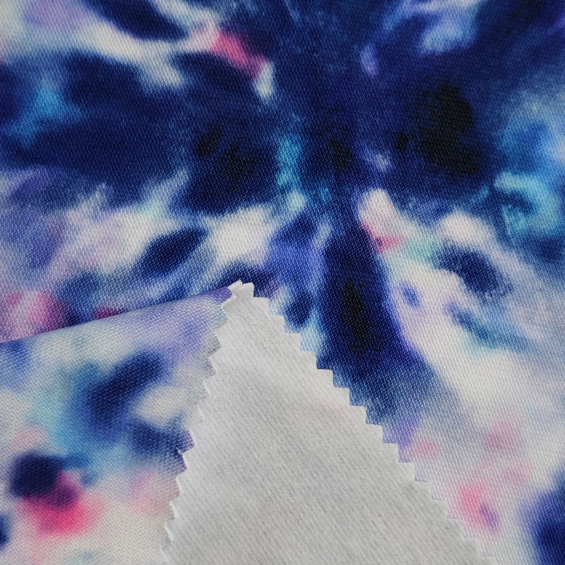 Custom Thermal Low Stretch 100% Polyester Tie Dye Printed Brushed Single Side Fleece Fabric For Coats