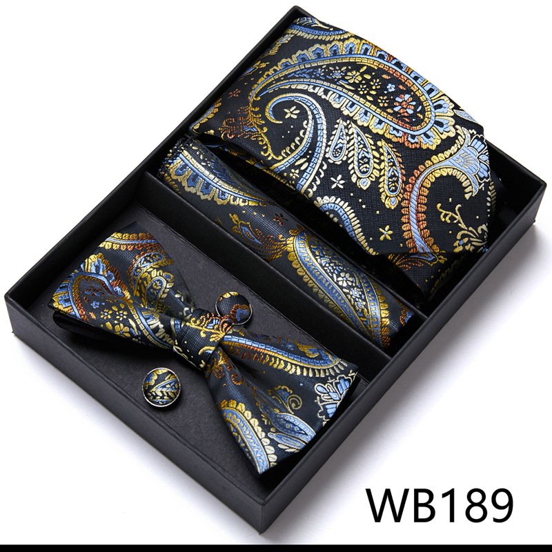 In stock wholesale business mens suit wedding accessories polyester bow tie set gift box
