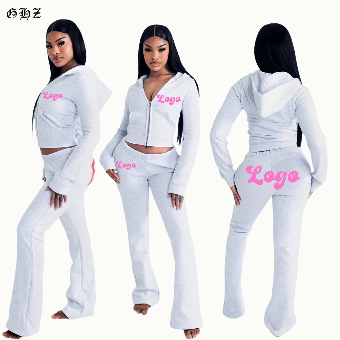 Custom Fleece Body Sweatsuit Womens Winter Fall 2 Piece Outfit Lounge Hoodie Sweatsuit Sets
