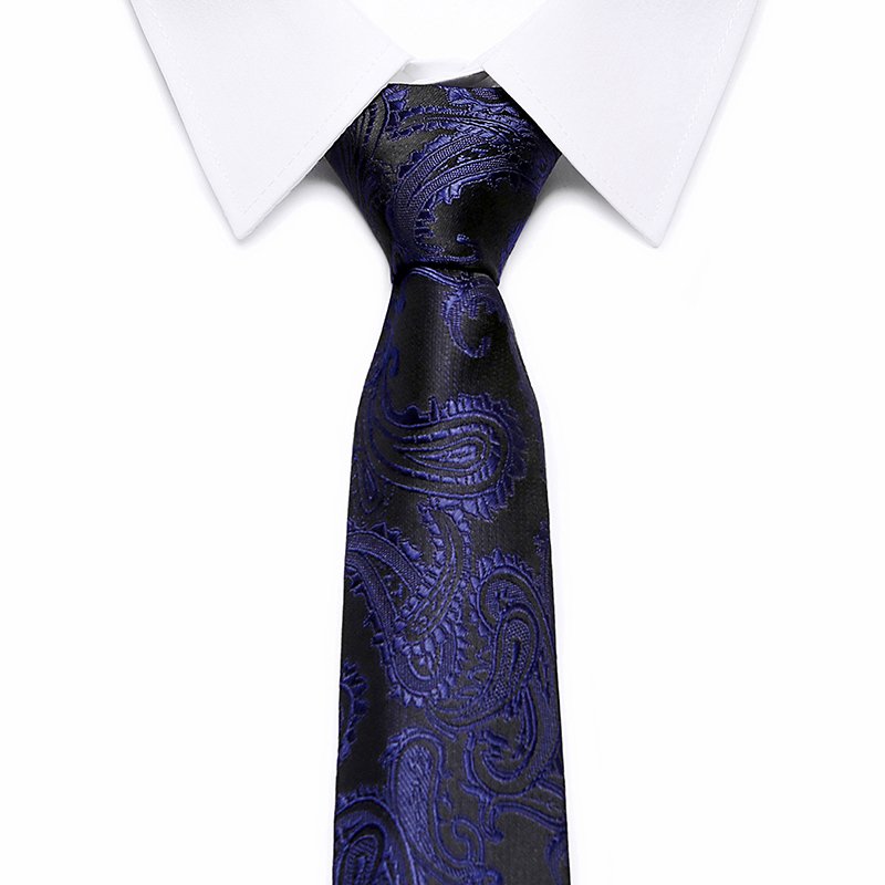 Guangzhou Wholesale Blue Paisley Silk Neck Tie set with Pocket Square&cufflinks