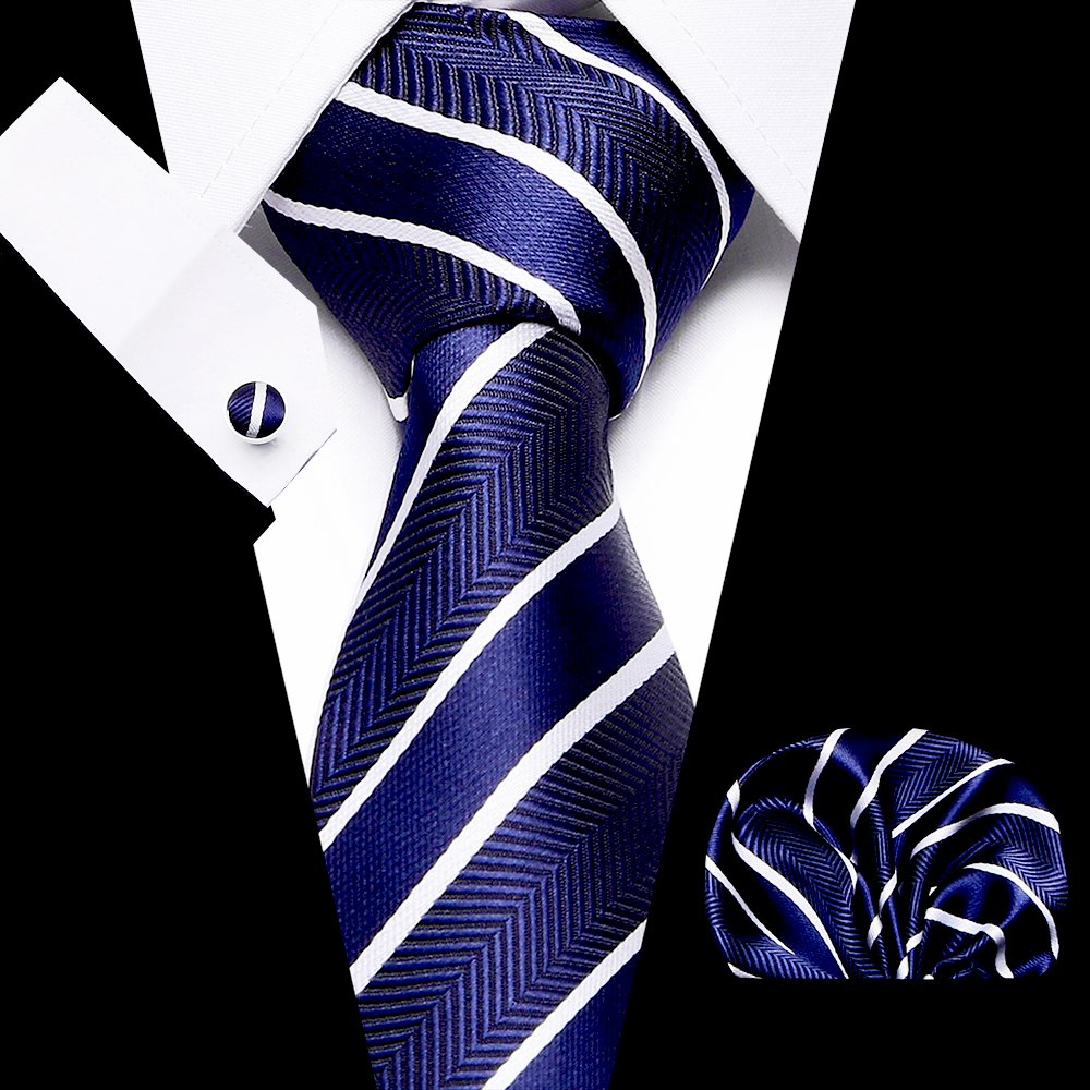 Guangzhou Wholesale Blue Paisley Silk Neck Tie set with Pocket Square&cufflinks