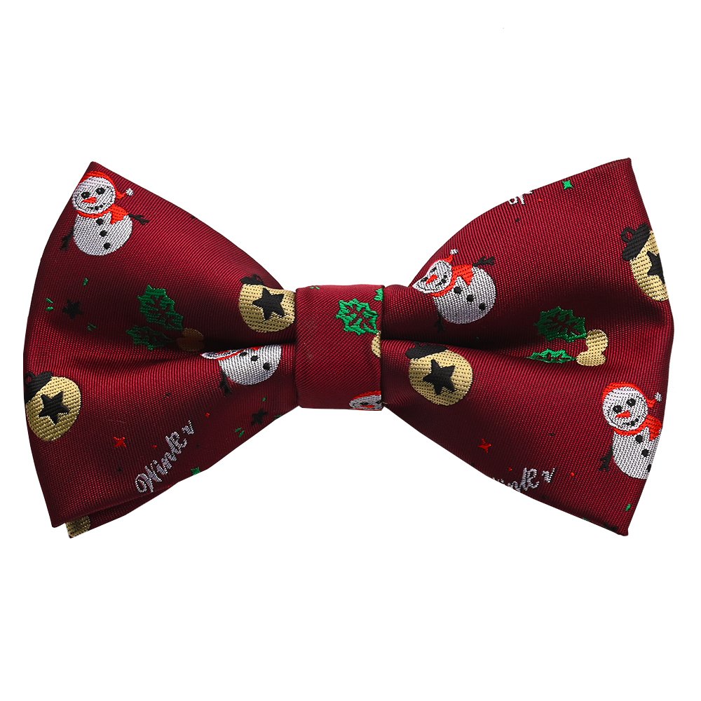 YiLi Christmas Xmas Polyester Woven Self Bow Tie Men
