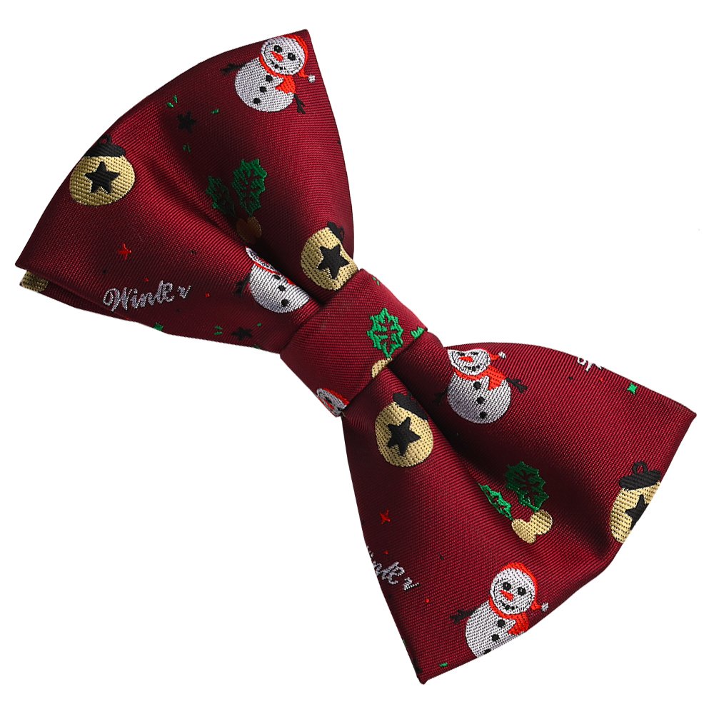YiLi Christmas Xmas Polyester Woven Self Bow Tie Men