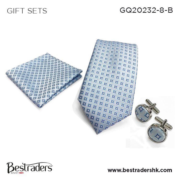 Beautiful Design Custom Printed Micro Woven Polyester Tie Handkerchief Cufflinks Gift Box Gift Set at Low Market Price