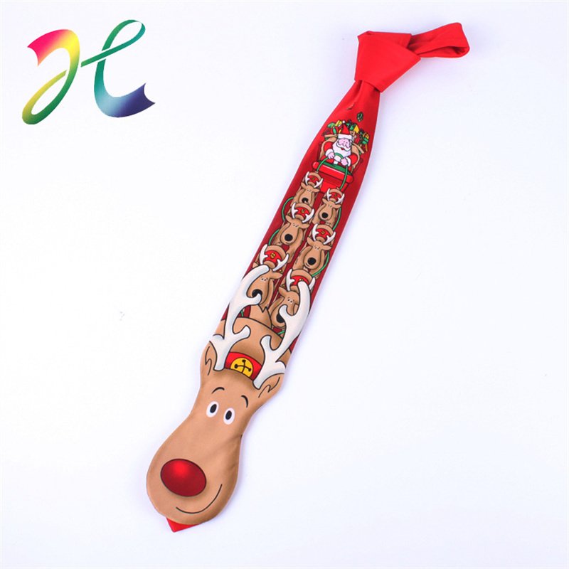 HY6 Holiday Christmas OEM Necktie Silk Novelty Pattern Vivid Tie Printed Polyester Mens Christmas Neck ties