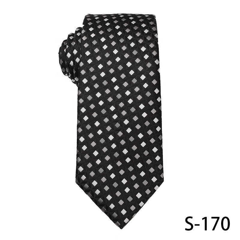 Black Business Ties Cheap Polyester Wholesale Polka Dot Plaid Neckties High Quality Ties For Men From Zhejiang Manufacturers