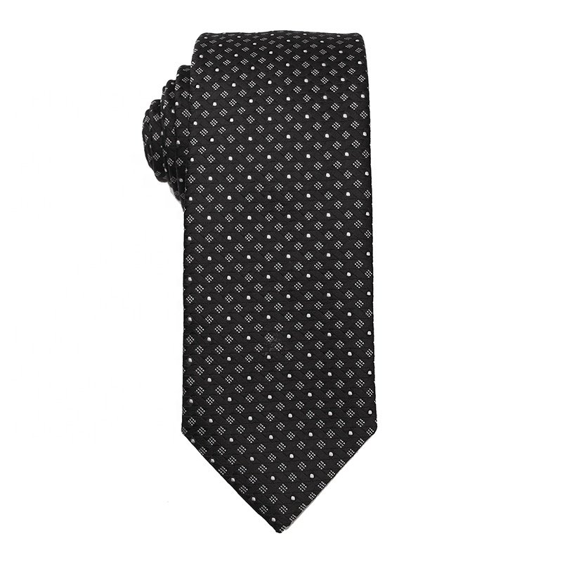 Black Business Ties Cheap Polyester Wholesale Polka Dot Plaid Neckties High Quality Ties For Men From Zhejiang Manufacturers