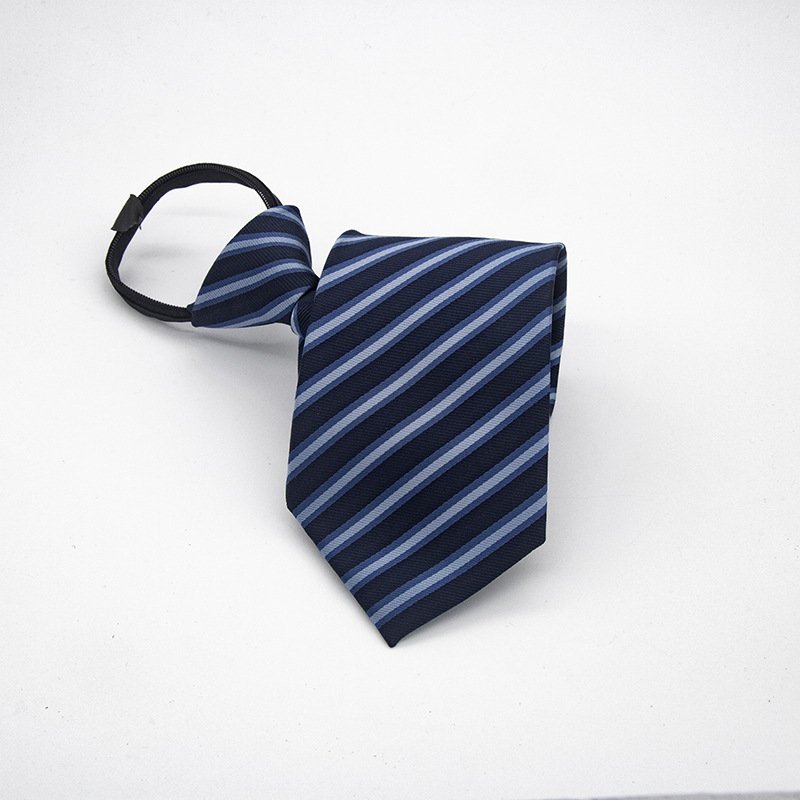 Men's Business Formal Zipper Tie Red Blue Stripe Black Speed Tie