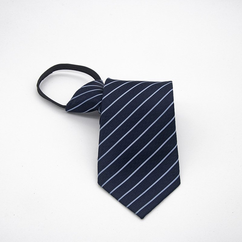 Men's Business Formal Zipper Tie Red Blue Stripe Black Speed Tie