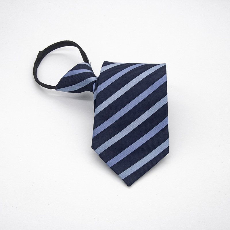 Men's Business Formal Zipper Tie Red Blue Stripe Black Speed Tie