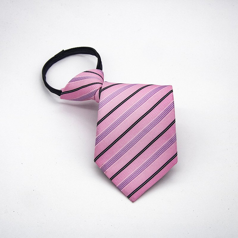 Men's Business Formal Zipper Tie Red Blue Stripe Black Speed Tie