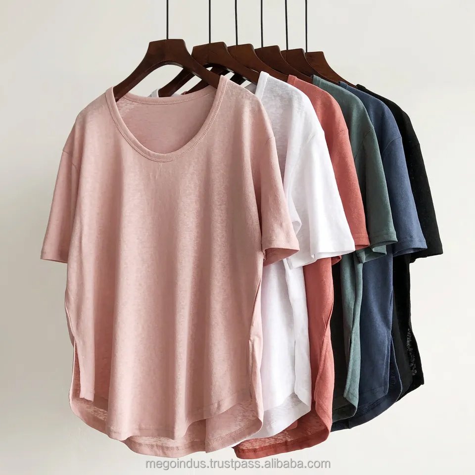 new arrivals plus size women clothing Wholesale Cotton Customized Logo Printed women oversized tops curved hem t-shirts