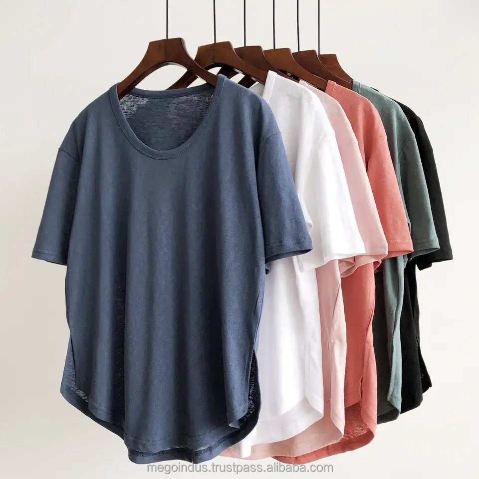 new arrivals plus size women clothing Wholesale Cotton Customized Logo Printed women oversized tops curved hem t-shirts