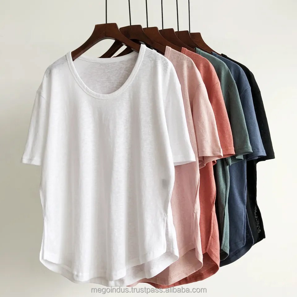 new arrivals plus size women clothing Wholesale Cotton Customized Logo Printed women oversized tops curved hem t-shirts
