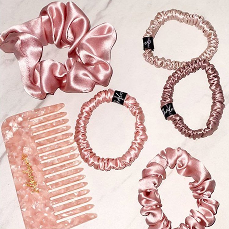 2024 new arrival 16mm small Pure Silk scrunchies Factory Price Fashionable 1cm skinny scrunchie silk hair ties