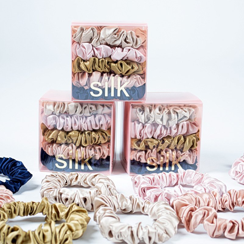 2024 new arrival 16mm small Pure Silk scrunchies Factory Price Fashionable 1cm skinny scrunchie silk hair ties