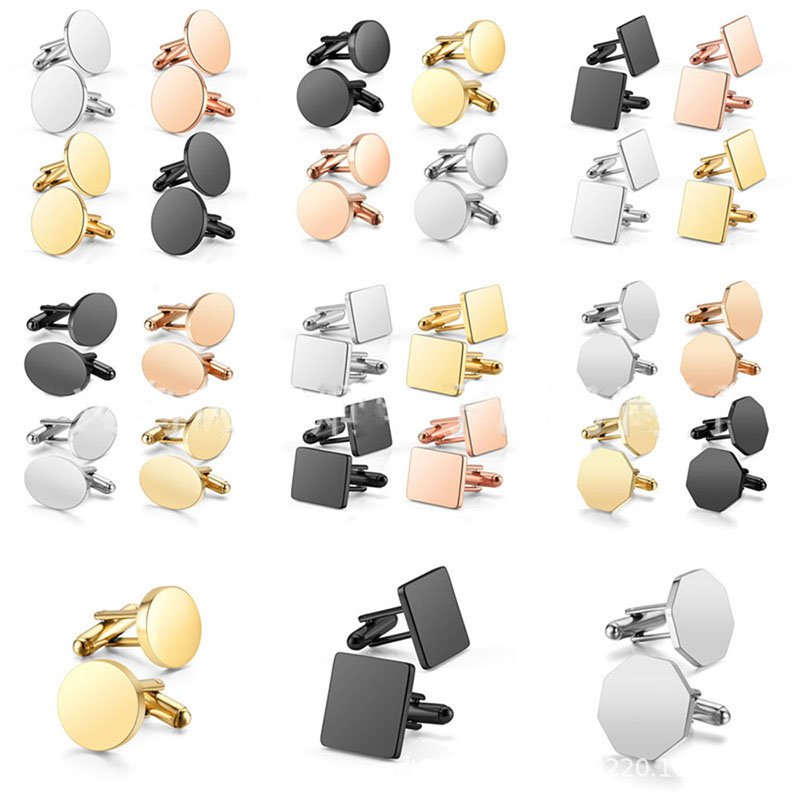 Oval Polygonal Cufflinks Engraved Groom Groomsmen Bestman Blanks Cuffs Links Personalized Wedding Favor Cufflink For Decoration