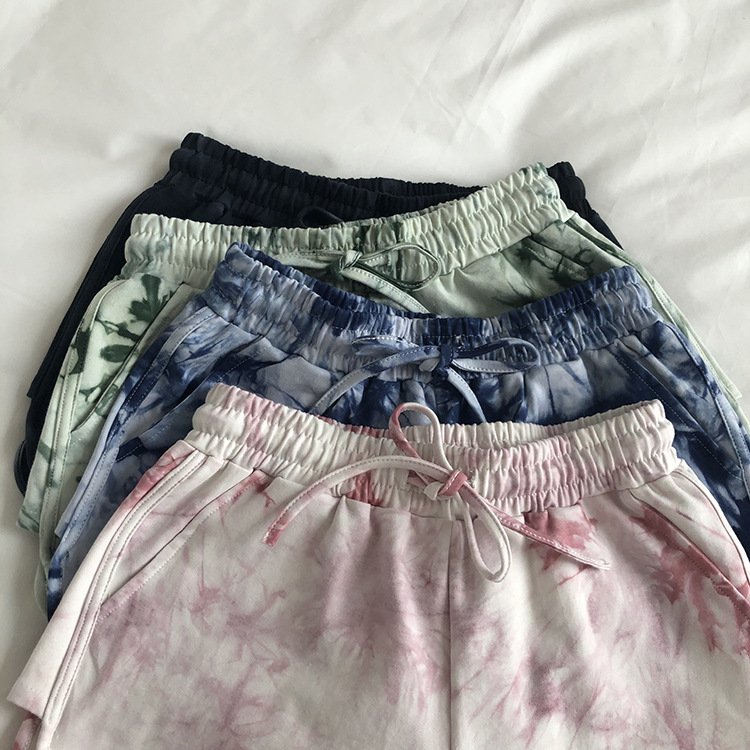 2023 Summer Large Size Tie Dye Wide Leg Casual Loose Short Pants For Ladies For